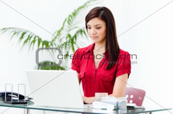 Charismatic businesswoman working at a computer 