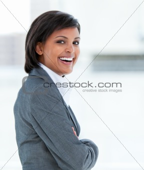 Portrait of a laughing business woman at work