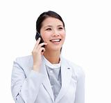 Close-up of an Asian businesswoman on phone 