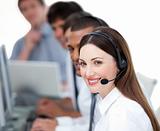 United business team working in a call center