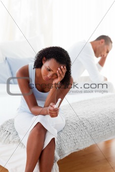 Afro-american couple finding out results of a pregnancy