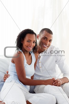 Joyful couple finding out results of a pregnancy test 