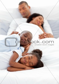 Jolly family sleeping