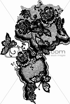 butterfly and rose elegant lace print