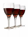 Three glasses red wine