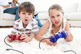 Animated children playing video games