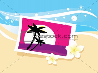 Vacation photo in sand. Vector