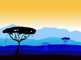 African safari background with tree silhouette