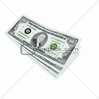 100 dollars notes isolated