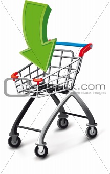 Supermarket cart with arrow