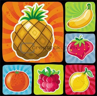 Colorful fruity icons set