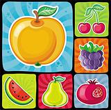 Colorful fruity icons set