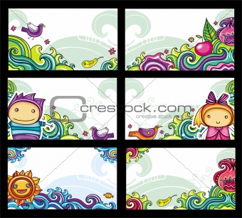 Colorful floral cards set