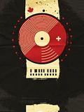 abstract grunge musical poster with vinyl circle