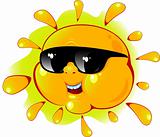 Cartoon sun in a sunglasses