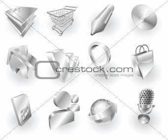 Metal metallic web and application icon set