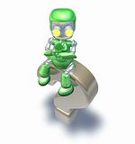 Confused Question Mark Cute Green Metal Robot 