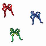 Three bows: dark blue, red, green.Vector illustration