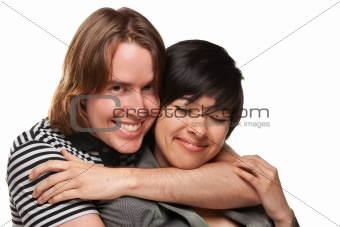 Diverse Caucasian Male and Multiethnic Female Portrait Isolated on a White Background.