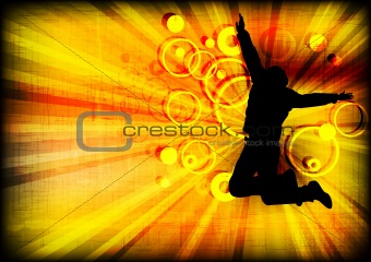 Jumping person on grunge background (eps 10)