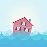 Nature disaster: House flood - home flooding under water