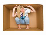 Woman inside a Cradboard Box