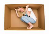 Woman inside a Cardboard Box