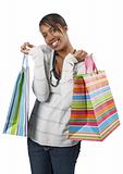 Happy shopper with colorful bags