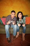Hispanic Couple Playing Video game
