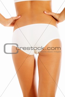 Slim tanned woman's body