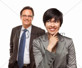 Attractive Businesswoman and Businessman Isolated on a White Background.