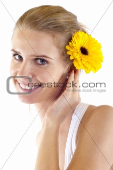 woman with flower in her hair
