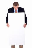  man with blank board
