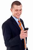 businessman texting on phone