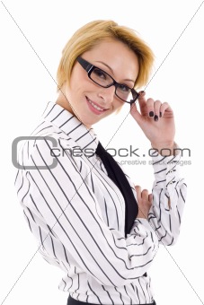 Businesswoman holding glasses