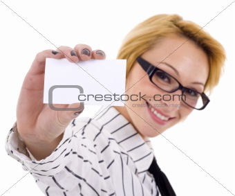 woman with card