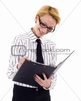 Businesswoman writing
