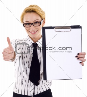  holding a clipboard