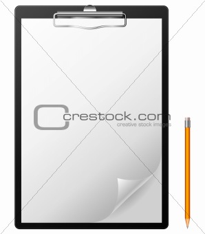 Clipboard and pencil.