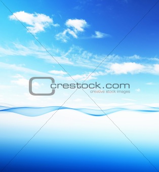 blue water wave and sky