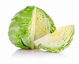 fresh green cabbage with cut