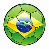 flag of Brazil on soccer ball