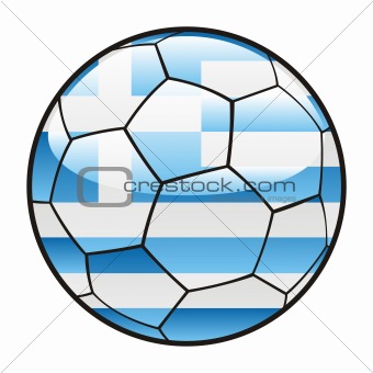 flag of Greece on soccer ball