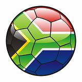 flag of South Africa on soccer ball
