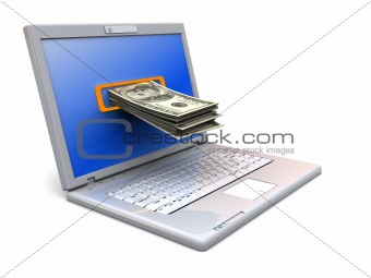 laptop and money