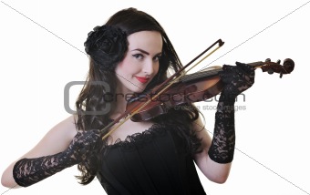 beautiful young lady play violin 