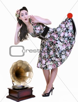mouse cursor hold dress of young woman