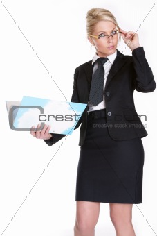 Portrait of young businesswoman with glasses