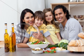 Portrait of a family in the kitchen