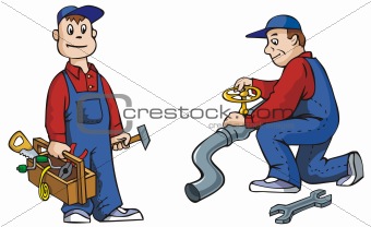 Plumber with tools